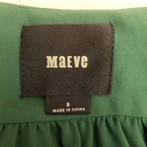 Maeve by Anthropologie Green Ruffle Blouse - Size 8 - Picture 11 of 16